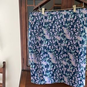 Brooks Brothers Floral Blue Satin Embroidered Skirt